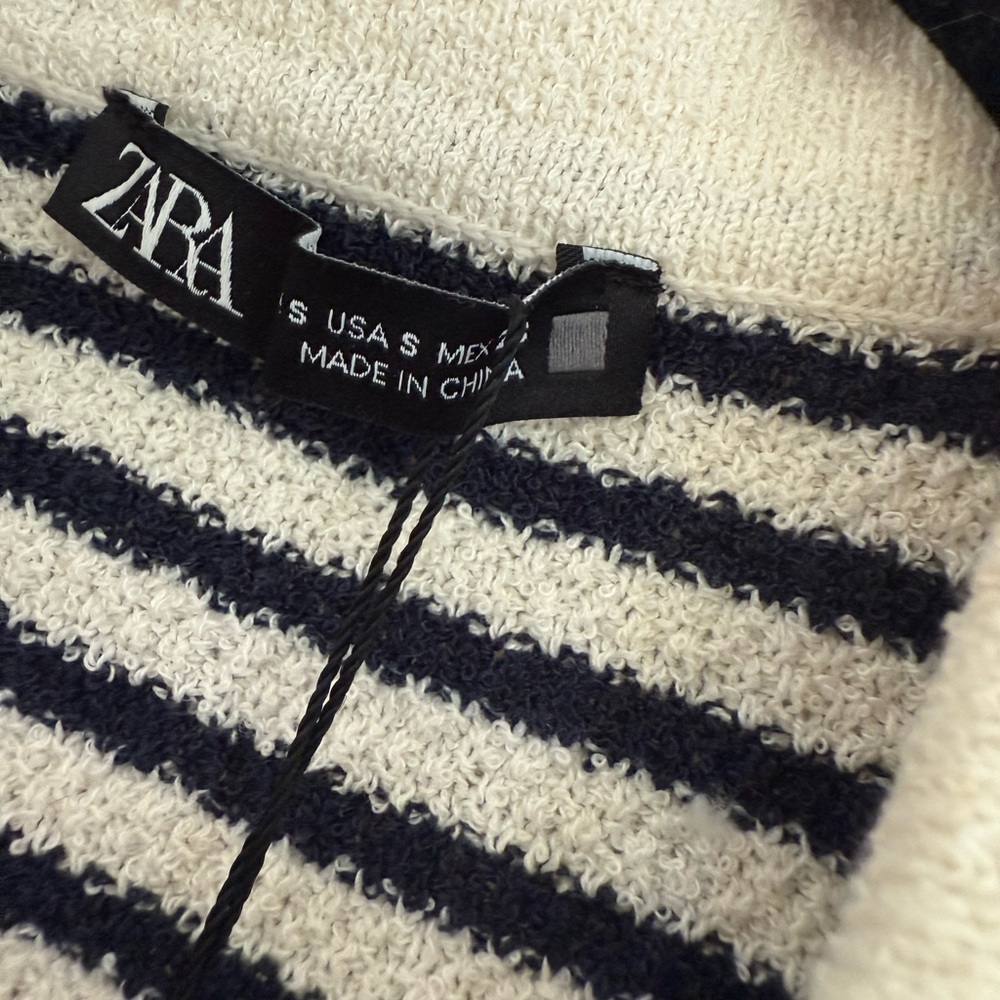 ZARA Striped Navy and White Sweater Dress - Picture 6 of 6